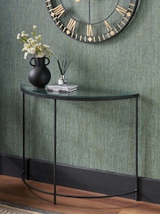 Pacific Glass and Black Metal Half Moon Console Table - Image 1 of 6