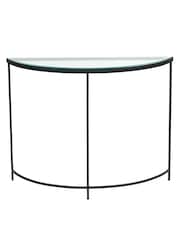 Pacific Glass and Black Metal Half Moon Console Table - Image 2 of 6