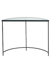 Pacific Glass and Black Metal Half Moon Console Table - Image 3 of 6