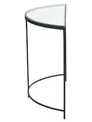Pacific Glass and Black Metal Half Moon Console Table - Image 5 of 6