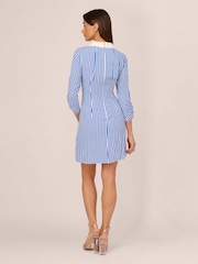 Adrianna Papell Blue Stripe Print Twist Dress - Image 2 of 7