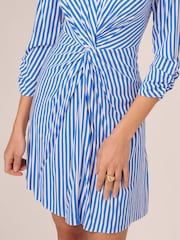 Adrianna Papell Blue Stripe Print Twist Dress - Image 4 of 7