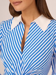 Adrianna Papell Blue Stripe Print Twist Dress - Image 5 of 7