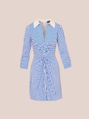 Adrianna Papell Blue Stripe Print Twist Dress - Image 6 of 7