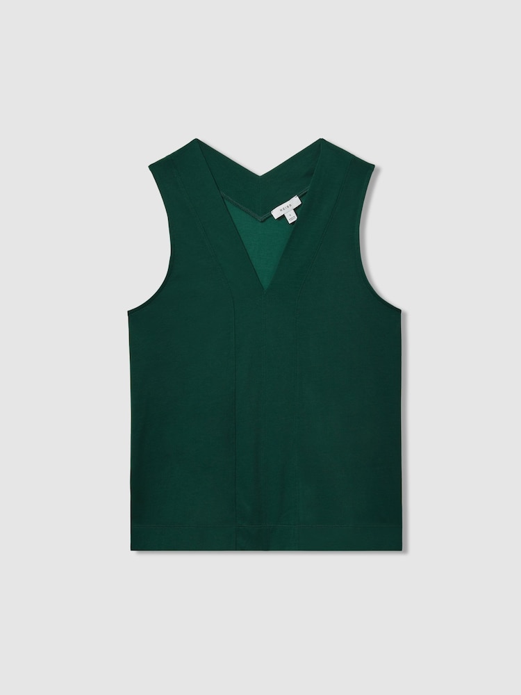 Reiss Green Mira V-Neck Shell Top - Image 2 of 5