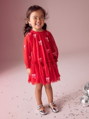 Red Bow Sequin Mesh Party Dress (3mths-8yrs) - Image 1 of 8