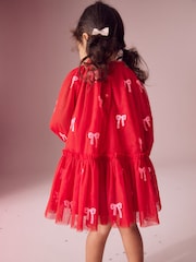 Red Bow Sequin Mesh Party Dress (3mths-8yrs) - Image 2 of 8