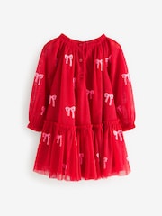 Red Bow Sequin Mesh Party Dress (3mths-8yrs) - Image 6 of 8