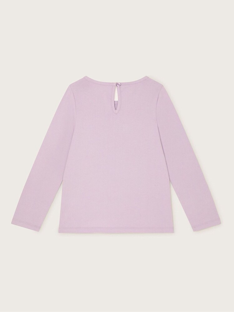 Monsoon Purple Unicorn Rainbow Long Sleeve 100% Cotton T-Shirt - Image 2 of 3