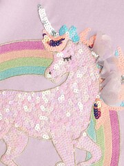 Monsoon Purple Unicorn Rainbow Long Sleeve 100% Cotton T-Shirt - Image 3 of 3