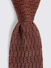 MOSS Yellow Copper Zig-Zag Silk Knit Tie - Image 2 of 2