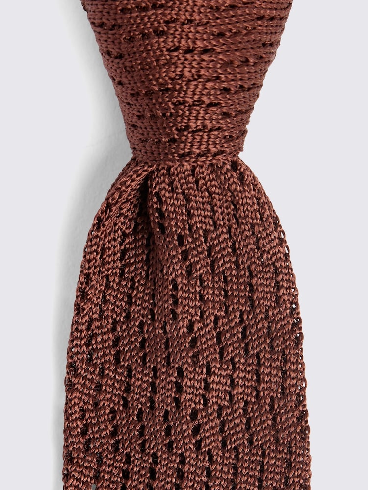 MOSS Yellow Copper Zig-Zag Silk Knit Tie - Image 2 of 2