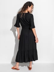 Pour Moi Black Carmen Fuller Bust Elasticated Neckline Midaxi Dress - Image 2 of 4