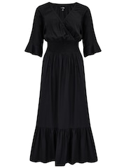 Pour Moi Black Carmen Fuller Bust Elasticated Neckline Midaxi Dress - Image 3 of 4