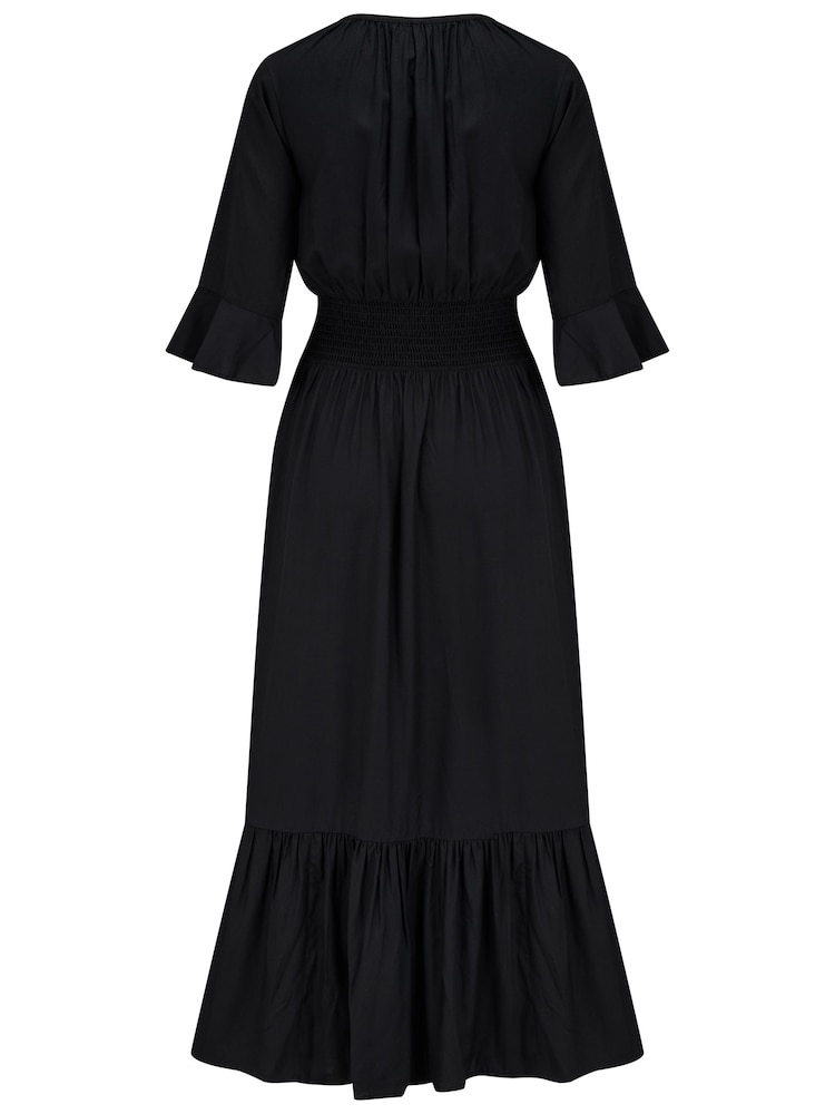 Schwarz - Pour Moi Carmen Midaxi-Kleid mit größerem Brustumfang und elastischem Ausschnitt - Bild 4 von 4 Schwarz - Pour Moi Carmen Midaxi-Kleid mit größerem Brustumfang und elastischem Ausschnitt - Bild 4 von 4