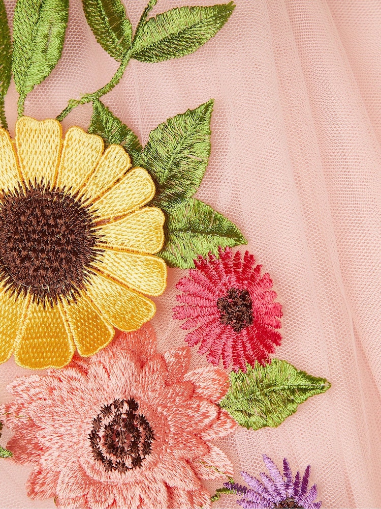 Monsoon Pink Sunflower Scuba Dress - Image 4 of 4