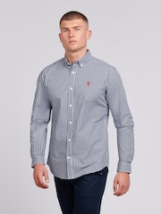 U.S. Polo Assn. Blue Mens 100% Cotton Gingham Shirt - Image 1 of 7