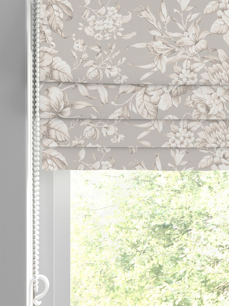 Laura Ashley Dove Grey Heledd Blooms Made to Measure 100% Cotton Roman Blinds - Image 2 of 6