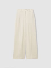 Reiss Cream Solene Wide Leg Split Hem Trousers - Image 2 of 6