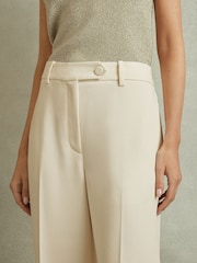Reiss Cream Solene Wide Leg Split Hem Trousers - Image 4 of 6