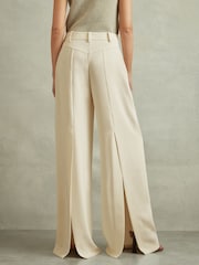 Reiss Cream Solene Wide Leg Split Hem Trousers - Image 5 of 6