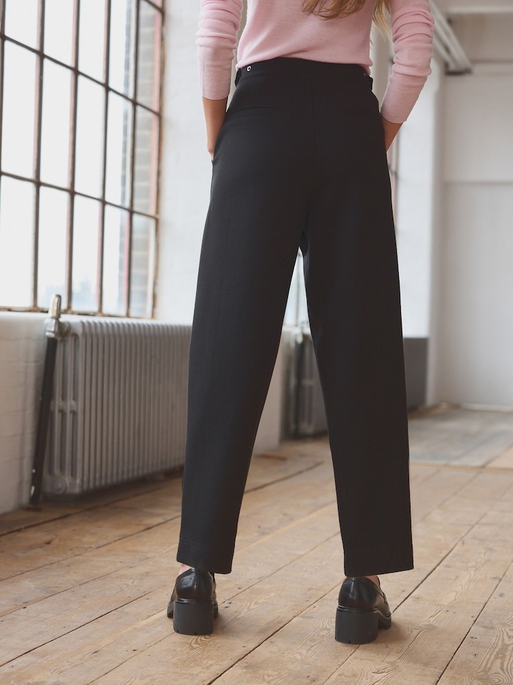 Black Premium Ponte Barrel Leg Trousers With Wool - Image 4 of 8