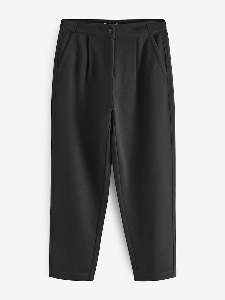 Black Premium Ponte Barrel Leg Trousers With Wool - Image 6 of 8