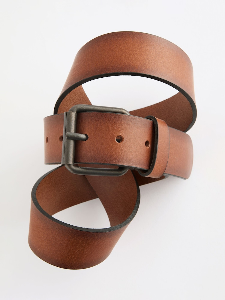 Tan Brown Casual Leather Belt - Image 2 of 4 Tan Brown Casual Leather Belt - Image 2 of 4