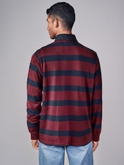 Burgundy Red/Navy Stripe Long Sleeve Rugby Shirt - Image 2 of 7