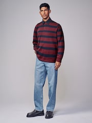Burgundy Red/Navy Stripe Long Sleeve Rugby Shirt - Image 3 of 7