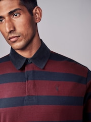Burgundy Red/Navy Stripe Long Sleeve Rugby Shirt - Image 4 of 7