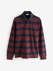 Burgundy Red/Navy Stripe Long Sleeve Rugby Shirt - Image 5 of 7