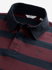 Burgundy Red/Navy Stripe Long Sleeve Rugby Shirt - Image 6 of 7