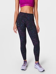 Sweaty Betty Black Floral Stroke Print Full Length Power Workout Leggings - Image 1 of 9