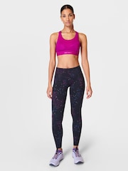 Sweaty Betty Black Floral Stroke Print Full Length Power Workout Leggings - Image 3 of 9