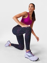 Sweaty Betty Black Floral Stroke Print Full Length Power Workout Leggings - Image 4 of 9