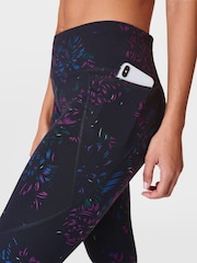 Sweaty Betty Black Floral Stroke Print Full Length Power Workout Leggings - Image 5 of 9