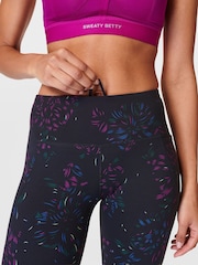 Sweaty Betty Black Floral Stroke Print Full Length Power Workout Leggings - Image 6 of 9