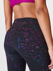 Sweaty Betty Black Floral Stroke Print Full Length Power Workout Leggings - Image 7 of 9