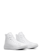 Converse White Chuck Taylor Leather Hightop Trainers - Image 1 of 11