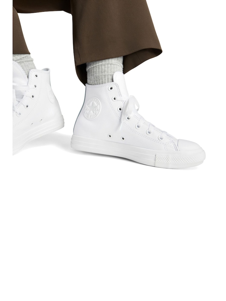 Converse White Chuck Taylor Leather Hightop Trainers - Image 11 of 11