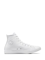 Converse White Chuck Taylor Leather Hightop Trainers - Image 2 of 11