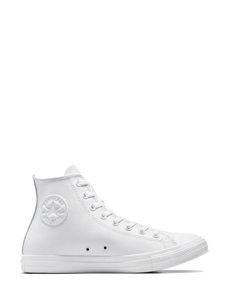 Converse White Chuck Taylor Leather Hightop Trainers - Image 2 of 11