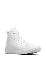 Converse White Chuck Taylor Leather Hightop Trainers - Image 4 of 11