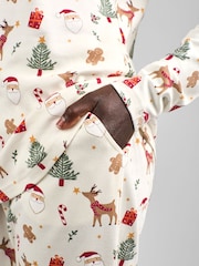 JoJo Maman Bébé Cream Womens Christmas Print Pyjamas Set - Image 4 of 4