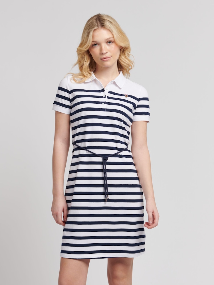 U.S. Polo Assn. Blue Womens Relaxed Stripe Polo Dress - Image 1 of 10