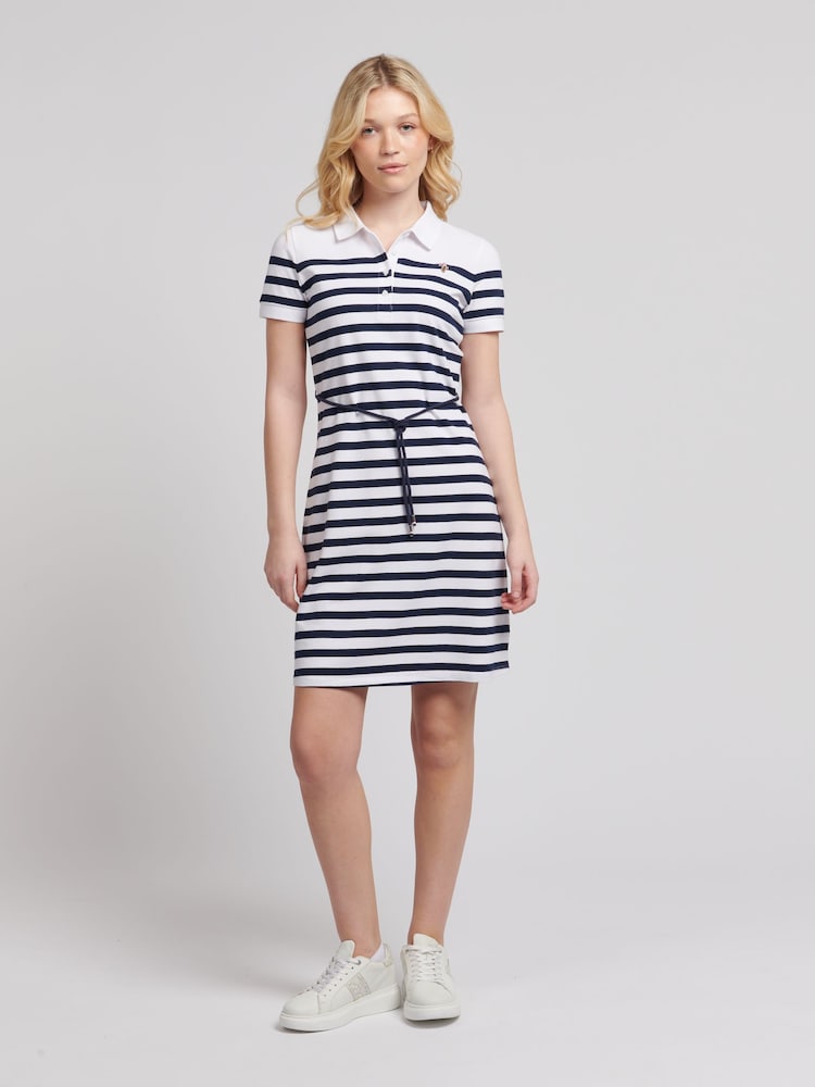 U.S. Polo Assn. Blue Womens Relaxed Stripe Polo Dress - Image 6 of 10