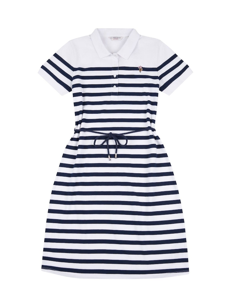 U.S. Polo Assn. Blue Womens Relaxed Stripe Polo Dress - Image 7 of 10