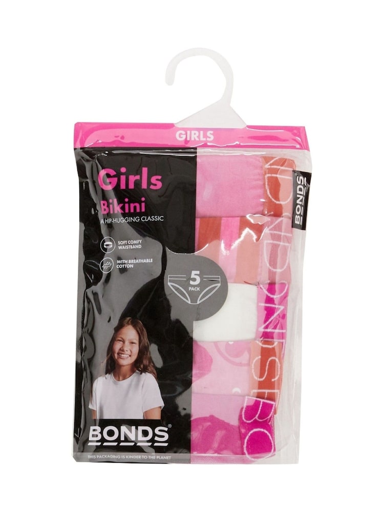 Bonds Pink Stripe 100% Cotton Bikini Briefs 5 Pack - Image 3 of 3 Bonds Pink Stripe 100% Cotton Bikini Briefs 5 Pack - Image 3 of 3