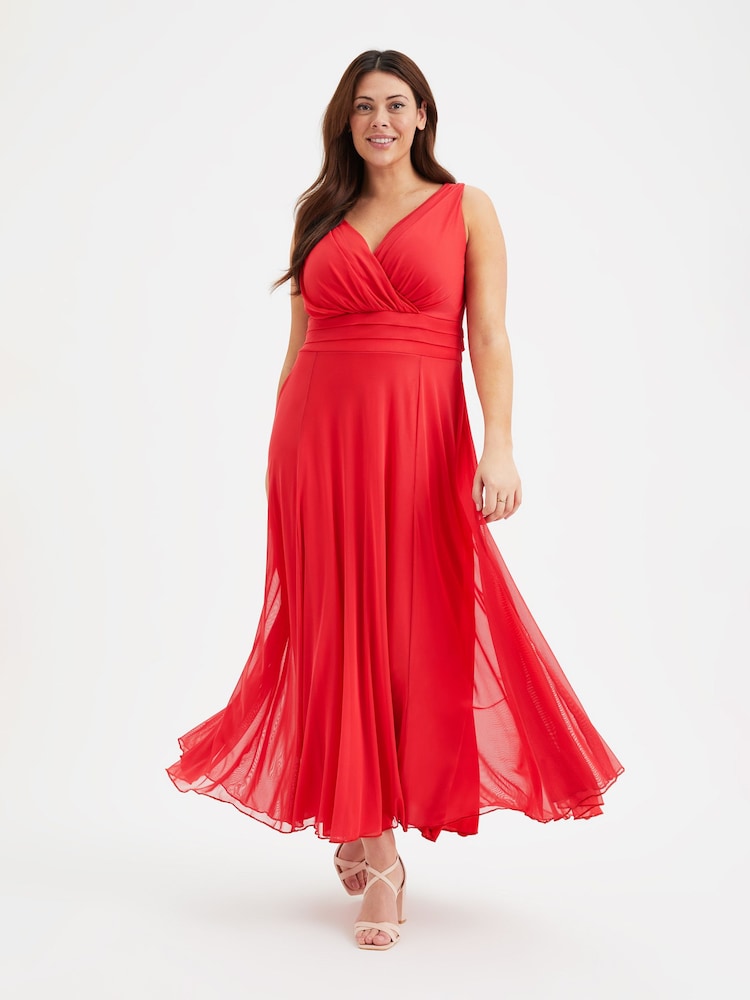Scarlett & Jo Red Nancy Marilyn Mesh Maxi Dress - Image 1 of 5